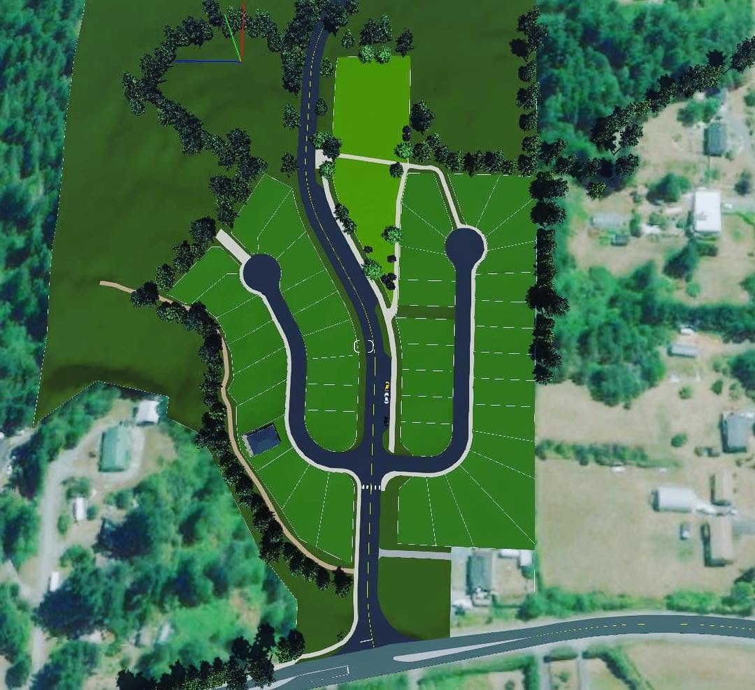 Envision project rendering of a subdivision layout over aerial imagery